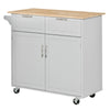 Rolling Kitchen Island Cart on Wheels, Portable Kitchen Island Cart with Metal Handle, with Towel Rack and Rubber Wood Top