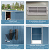 11' x 9' Steel Garden Storage Shed Outdoor Metal Lean To Tool House with Double Sliding Lockable Doors & 2 Air Vents, Blue