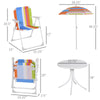 Kids Folding Table and Chairs Set Color Stripes for Outdoor Garden Patio Backyard with Removable & Height Adjustable Sun Umbrella, Multi