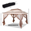 11' x 11' Pop Up Gazebo Outdoor Canopy Shelter with 2-Tier Soft Top, Removable Zipper Netting w/ Large Shade, Storage Bag for Patio, Khaki