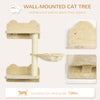 Wall-Mounted Cat Tree, Cat Wall Furniture with Scratching Post, Kitten Activity Center with Condo, Beige