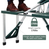 Camping Table with 4 seat Portable Foldable Picnic Table Set with Four Chairs and Umbrella Hole, Aluminum Fold Up Travel Picnic Table, Green