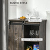 Industrial Cabinet 6-bottle Wine Rack Serving Buffet w/ Sliding Doors , Grey