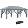 Outdoor 10' x 20' Patio Gazebo Outdoor Pop-Up Canopy with Sidewalls, 6 Mesh Walls for Party, Events, Backyard, Lawn, Gray
