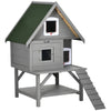 Outdoor Cat House with Terrace, 3-Story Feral Cat House with Weather Resistant Roof, Wooden Cat Shelter with Escape Doors Ramps, Resting Condos