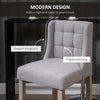 Bar Stools, Bar Stools with Backs, Linen-Touch Polyester Fabric, Tufted Stitching for Kitchen, Bar, Bar Height Bar Stools, Grey