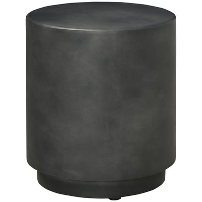 Lightweight Accent Table with Concrete Finish, Round Side Table with 4 Adjustable Feet for Indoor, Outdoor, Charcoal Grey