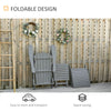 3 Piece Patio Furniture Set Adirondack Chair with Ottoman and Table Folding Design Outdoor Wooden Lounger for Garden, Patio Porch, Grey
