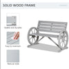 Wooden Wagon Wheel Bench Rustic Outdoor Patio Furniture, 2-Person Seat Bench with Backrest Charcoal Grey