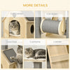 49" Cat Tree, Kitty Activity Center, Wooden Cat Climbing Toy with Condo, Roller, Ladder, Cushions, and Sisal Scratching Post Pad, Natural