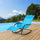 Outdoor Rocking Chair, Patio Sling Sun Lounger, Pocket, Recliner Rocker, Lounge Chair with Detachable Pillow for Deck, Garden or Pool, Blue