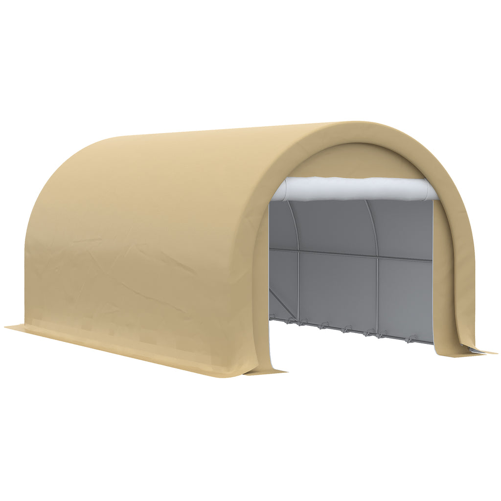 16' x 10' Carport, Heavy Duty Portable Garage / Storage Tent with Large Zippered Door, Anti-UV PE Canopy Cover for Car, Truck, Boat, Motorcycle, Bike, Garden Tools, Outdoor Work, Beige