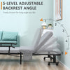 Rollaway Bed, Folding Bed with 3.25" Mattress, Portable Foldable Guest Bed with Adjustable Backrest, and Metal Frame on Wheels, Light Grey