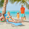 Portable Sun Lounger, Lightweight Folding Chaise Lounge Chair w/ Adjustable Backrest & Pillow for Beach, Poolside and Patio, Blue