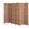 6' Tall Wicker Weave 6 Panel Room Divider Wall Divider, Natural Wood