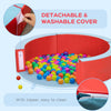 Foam Baby Ball Pit Pool with Removable & Washable Cover, 45" x 10" Round Ball Pit for Toddlers with 200 Ocean Balls, Soft Baby Playpen, Red