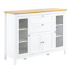 Modern Buffet Cabinet, Storage Sideboard Buffet with Glass Double-Door Cabinet, Drawers for Kitchen, Dining Room, Coffee Bar, Oak/White