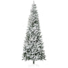 9ft Unlit Snow-Flocked Slim Pine Artificial Christmas Tree with Realistic Branches and 1084 Tips