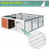 Wooden Outdoor Rabbit Hutch Small Animal Cages Brown and White 64" Fir Wood with Run and Mesh Cover