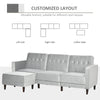 Upholstered L-Shaped Sofa Bed, Reversible Sectional Recliner Sofa Set, Velvet-Feel Sleeper Futon with Footstool, Grey
