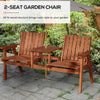 Wooden Garden Bench with Umbrella Hole & Middle Table, Outdoor Loveseat, 2 Person Chair for Garden, Patio, Balcony, Orange