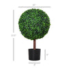 23.5" Artificial Boxwood Topiary Ball Tree, Fake Decorative Plant, Nursery Pot Included for Home, Balcony, Backyard and Garden, Set of 2, Green