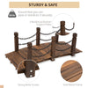 5 ft Wooden Garden Bridge Arc Footbridge with Metal Chain Railings & Solid Fir Construction, Stained Wood