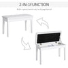 Traditional Country Birchwood Faux Leather Padded 2 Person Piano Bench, White