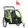Green 3-in-1 Bike Trailer for Kids, Running Stroller with 2 Seats, Jogging Cart with 5-Point Harness, Storage Units