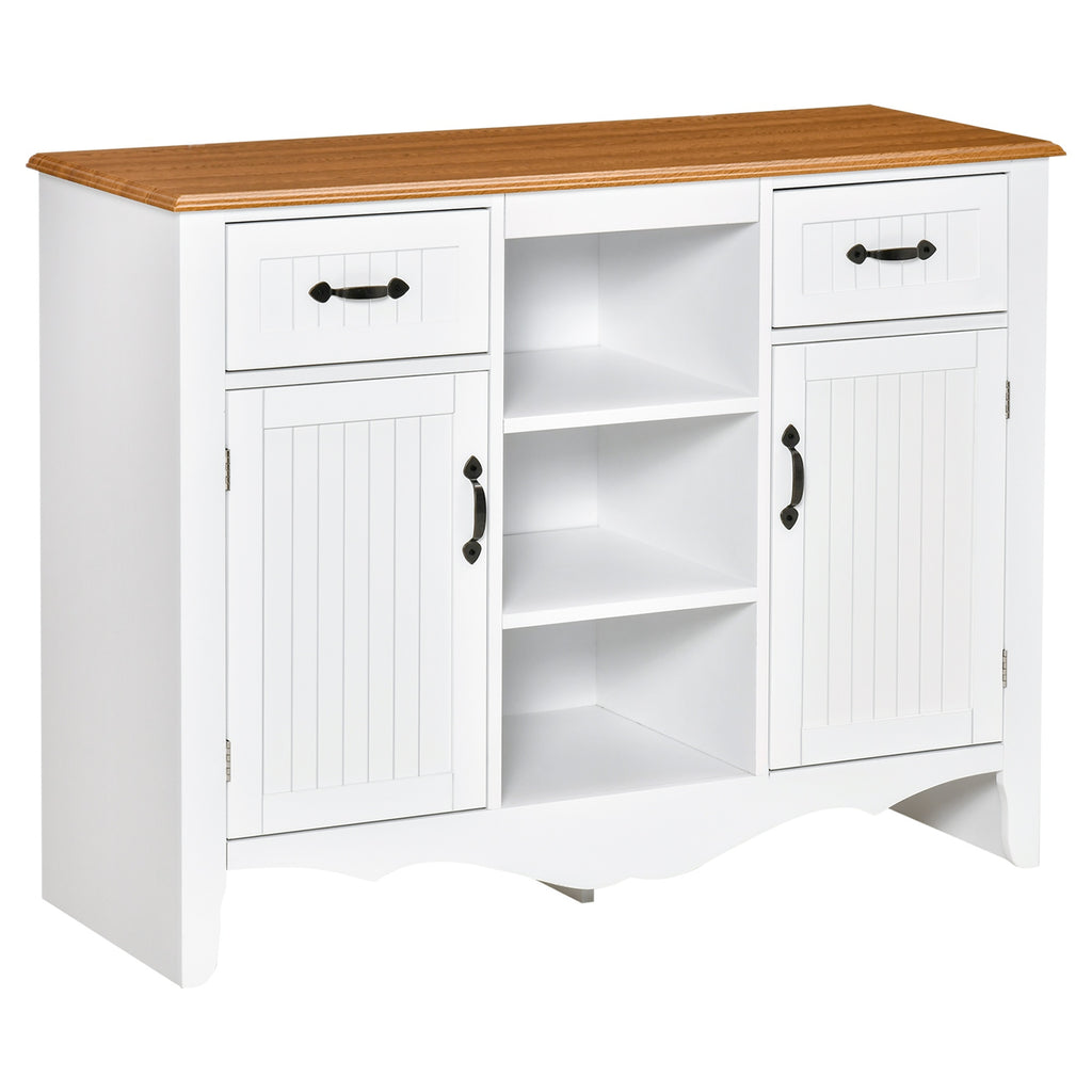 42" French Style Sideboard Storage Cabinet, Serving Buffet with Drawers and Adjustable Shelves for Dining Room, Living Room, or Kitchen, White