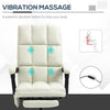 Vibration Massage Office Chair, Reclining Computer Chair with USB Port, Remote Control, Side Pocket and Footrest, Cream White