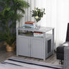 Wooden Cat Litter Box Enclosure Furniture with Adjustable Interior Wall & Large Tabletop for Nightstand  Grey