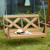 2-Person Wooden Porch Swing with Sturdy Steel Chains & Rustic X Shaped Design for the Outdoors, Natural