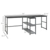 Two Person Computer Desk Workstation with Middle Armrest Shelf and 2 Storage Shelves, 83" Black