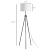 59.75" Floor Lamp Standing Lamp Fabric Lampshade E26 Lamp Holder Steel Tripod Living Room Black
