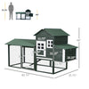 84" Wooden Chicken House, Chicken Coop Poultry Hen Cage with Covered Big Run, Nesting Box, and Perches, Green