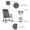 Mesh Outdoor Patio Folding 2-Piece Rocking Chair Set with Ergonomic & Folding Design - Grey