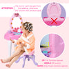 Kids Vanity Table and Chair Beauty Pretend Playset with Mirror Lights Sounds for Girls 3+ Years Old