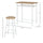 3 Piece Counter Height Bar Table and Chairs Set, Space Saving Dining Table with 2 Matching Stools, Metal Frame Footrest, White/Oak