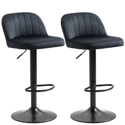 Bar Stools, Bar Stools with Backs, Swivel Seat, Velvet-Touch Fabric, Soft Upholstery for Kitchen, Bar, â€ŽAdjustable Bar Stools, Black