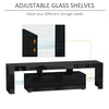 High Gloss TV Stand Cabinet with Remote Controlled LED Lights, Media TV Console Table with Storage Compartment for TVs up to 65", Black