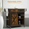 Rustic Farmhouse Kitchen Cart, Rolling Storage Island with Adjustable Shelf, Sliding Barn Door Cabinet