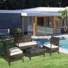 Patio Porch Furniture Sets 4-PCS Rattan Wicker Chair w/ Table Conversation Set for Yard,Pool or Backyard Indoor/Outdoor Use- Cream White