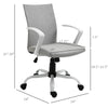 Mid Back Home Office Chair with Adjustable Height, Computer Chair with High Armrests and Rocking Function, Light Grey/White