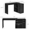 L Shaped Corner Computer Desk Workstation with Rotating Storage Shelves and Drawer for Home & Office, Black