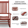 Outdoor Rocking Chair, Wooden Rustic High Back All Weather Rocker, Slatted for Indoor, Backyard & Patio, Wine Red