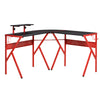 L-Shaped Gaming Desk, Corner Computer Desk with Carbon Fiber Desktop, Adjustable Monitor Stand, Cup Holder, Headphone Hook, Red/Black