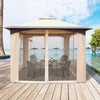 10' x 12' Outdoor Gazebo with Mesh Netting Sidewalls for Shade and Rain, Gazebo Canopy with 2-Tier Soft Top Roof and Steel Frame for Lawn