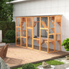 Outdoor Cat House, Wooden Catio, Cat Window Box Outside Enclosure with Weather Protection Roof, Multiple Platforms, Resting Condos, Ramps, Soft Ladders, Scratching Posts, Enter Door