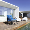 Rattan Wicker Rocking Chair with Padded Cushions, Aluminum Frame, Armrest for Garden, Patio, and Backyard, Blue